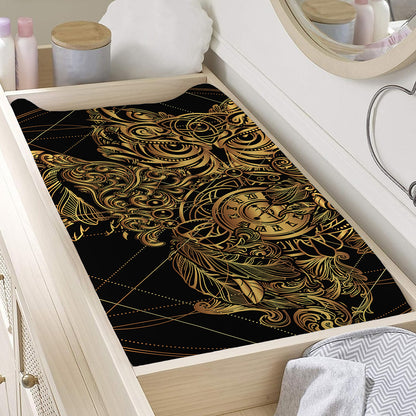 Golden Spiritual Owl Print Changing Pad Cover