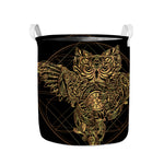 Golden Spiritual Owl Print Collapsible Laundry Basket