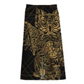 Golden Spiritual Owl Print Cotton Front Slit Maxi Skirt