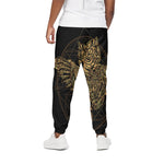 Golden Spiritual Owl Print Cotton Pants