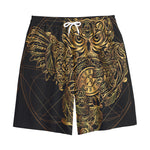 Golden Spiritual Owl Print Cotton Shorts