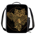 Golden Spiritual Owl Print Crossbody Lunch Bag