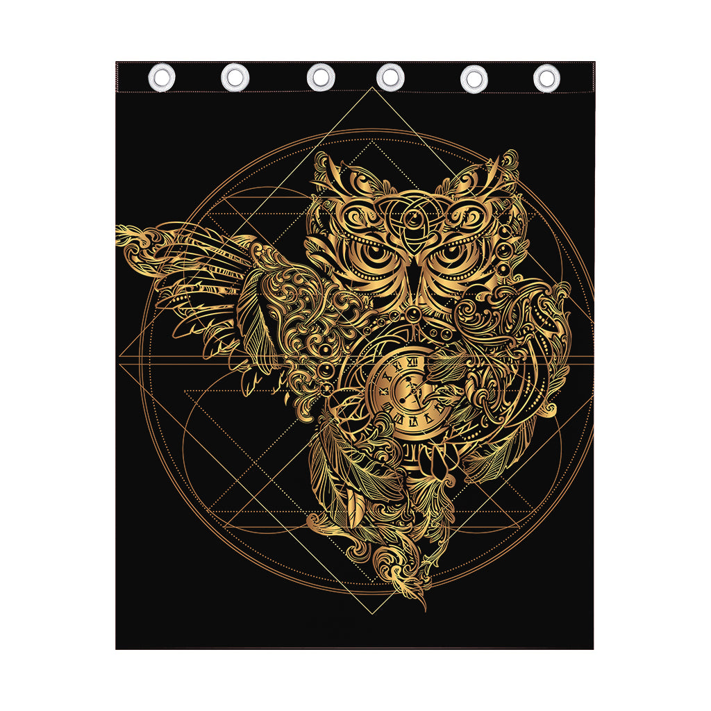 Golden Spiritual Owl Print Curtain