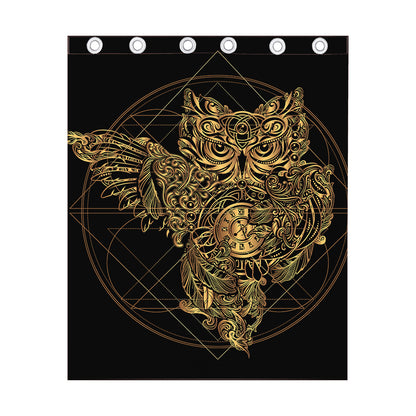 Golden Spiritual Owl Print Curtain