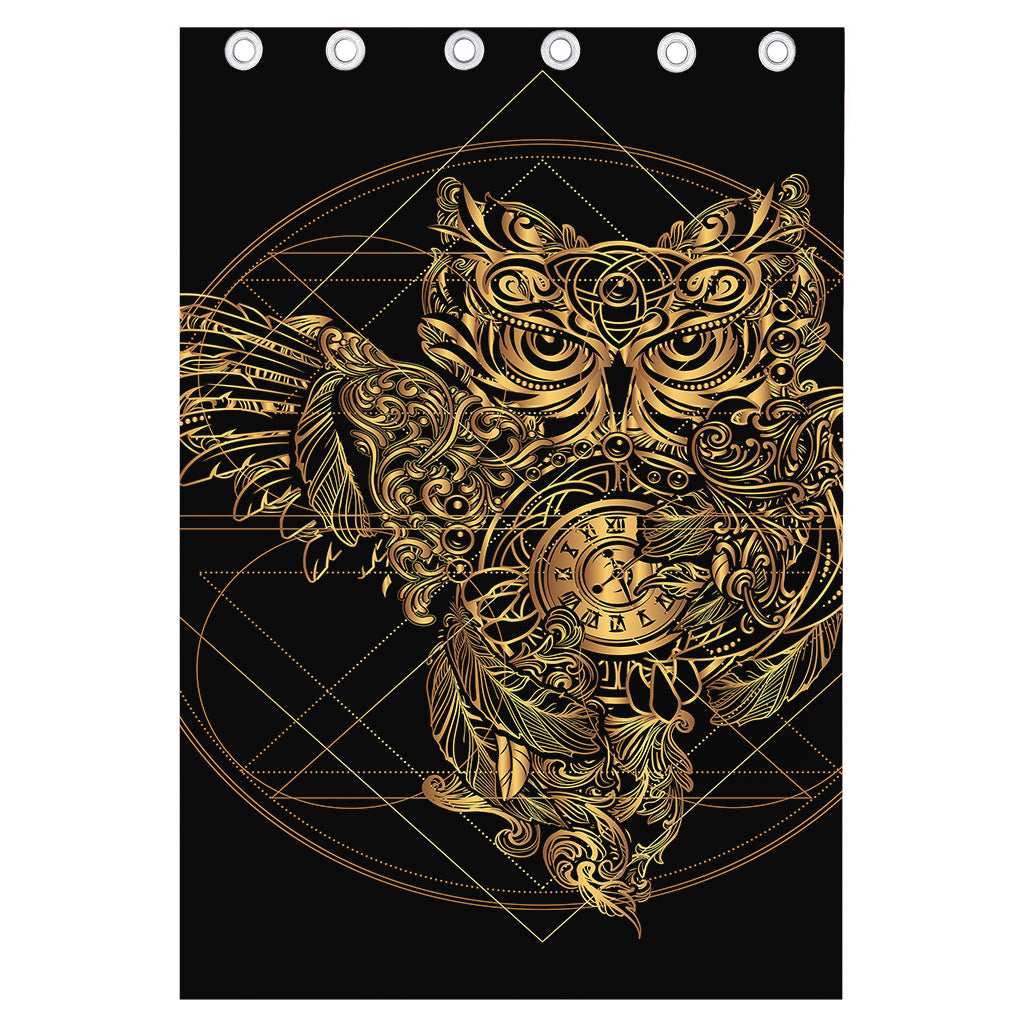 Golden Spiritual Owl Print Curtain