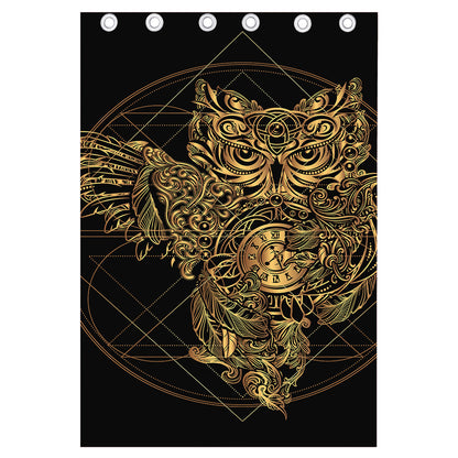 Golden Spiritual Owl Print Curtain