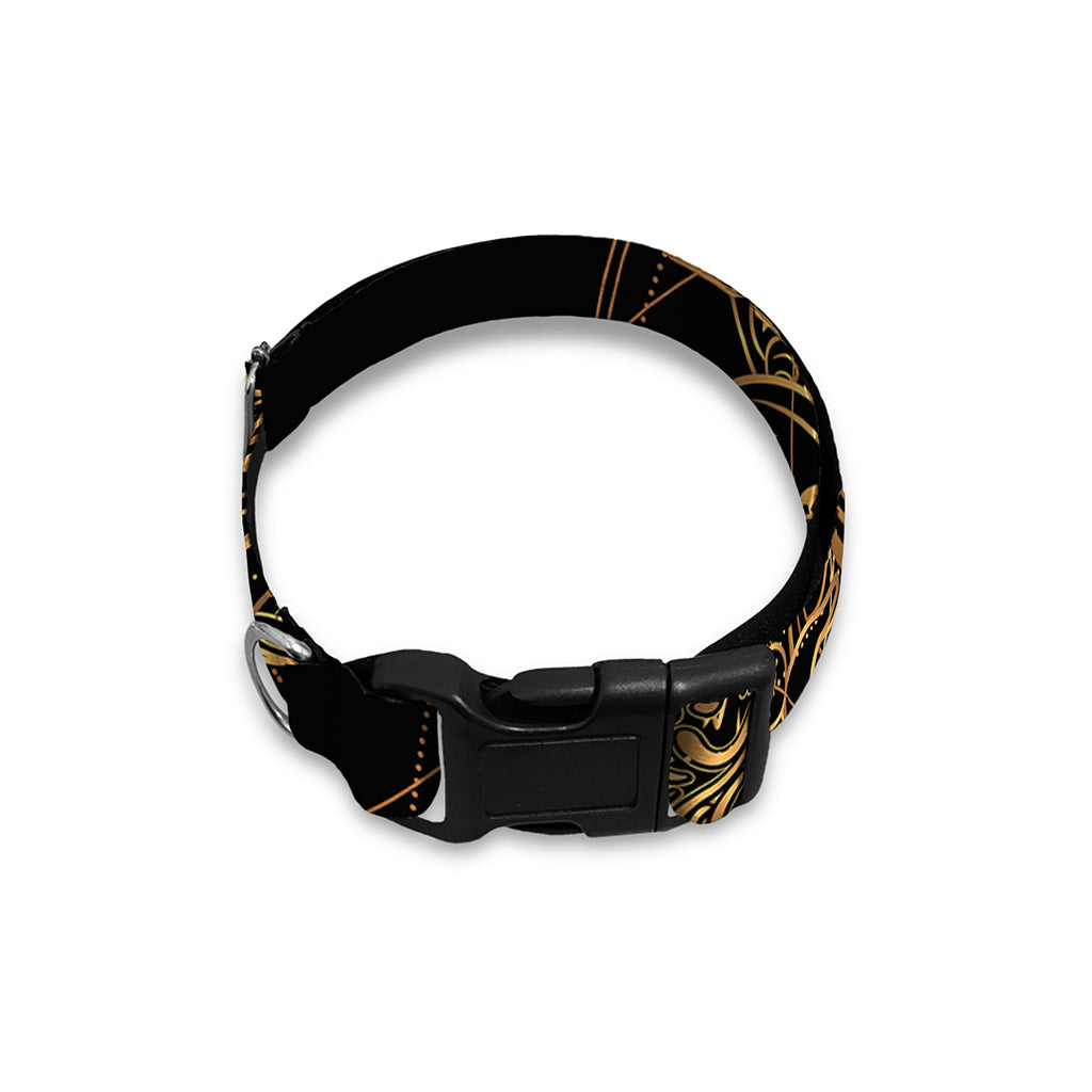 Golden Spiritual Owl Print Dog Collar