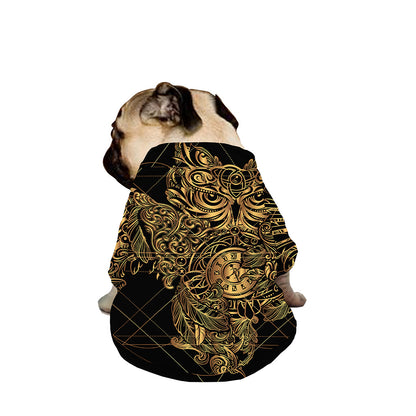 Golden Spiritual Owl Print Dog Zip Up Jacket