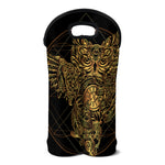 Golden Spiritual Owl Print Double Neoprene Wine Tote