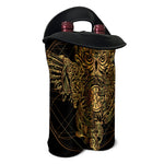 Golden Spiritual Owl Print Double Neoprene Wine Tote