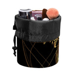 Golden Spiritual Owl Print Drawstring Makeup Bag