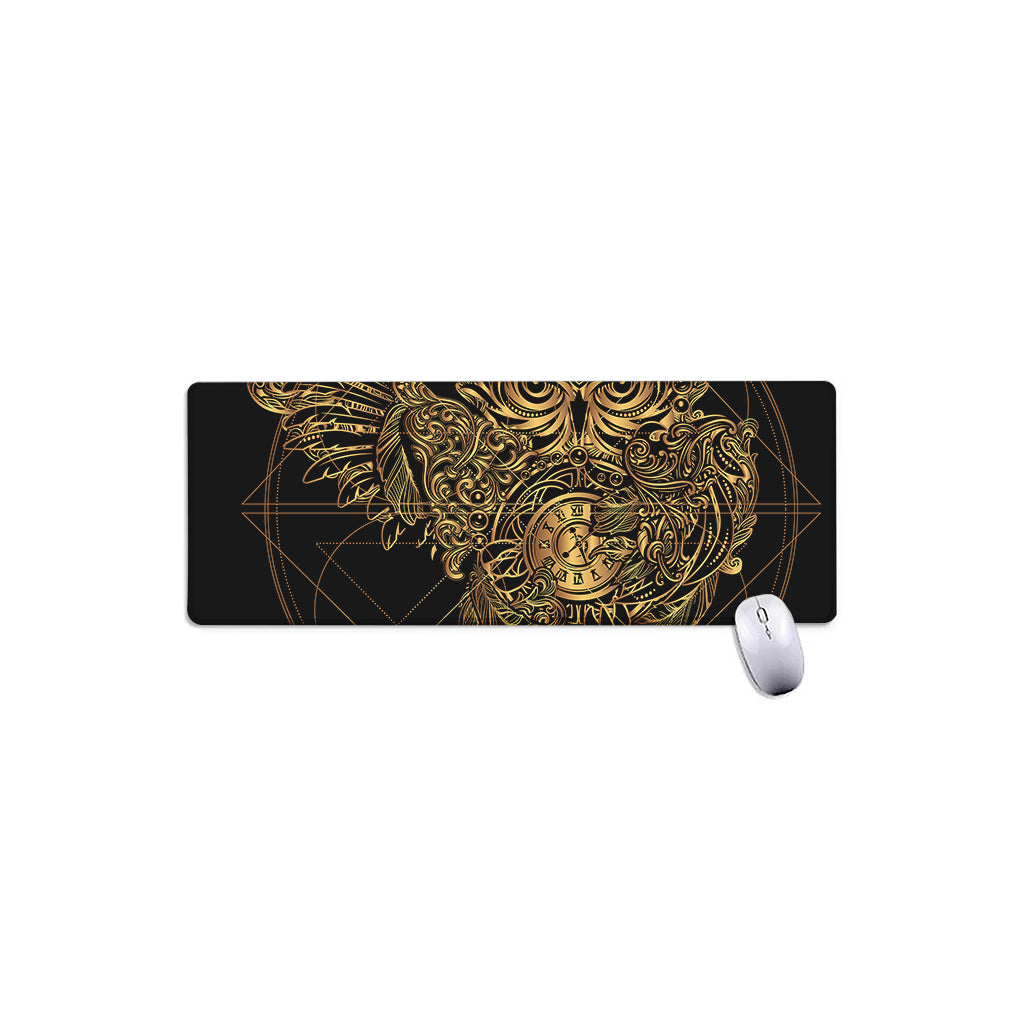 Golden Spiritual Owl Print Extended Mouse Pad