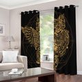 Golden Spiritual Owl Print Extra Wide Grommet Curtains