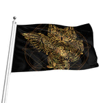 Golden Spiritual Owl Print Flag