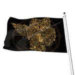 Golden Spiritual Owl Print Flag