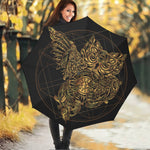 Golden Spiritual Owl Print Foldable Umbrella