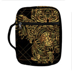 Golden Spiritual Owl Print Front Pocket Bible Bag