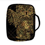 Golden Spiritual Owl Print Front Pocket Bible Bag