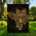 Golden Spiritual Owl Print Garden Flag