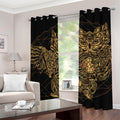 Golden Spiritual Owl Print Grommet Curtains