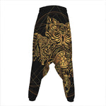Golden Spiritual Owl Print Hammer Pants
