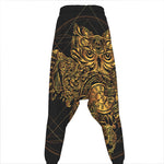Golden Spiritual Owl Print Hammer Pants