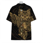 Golden Spiritual Owl Print Hawaiian Shirt