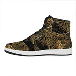 Golden Spiritual Owl Print High Top Leather Sneakers