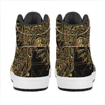 Golden Spiritual Owl Print High Top Leather Sneakers