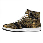Golden Spiritual Owl Print High Top Leather Sneakers