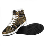 Golden Spiritual Owl Print High Top Leather Sneakers