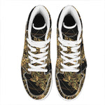 Golden Spiritual Owl Print High Top Leather Sneakers
