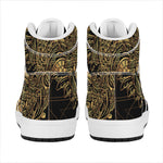 Golden Spiritual Owl Print High Top Leather Sneakers