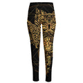 Golden Spiritual Owl Print High-Waisted Pocket Leggings