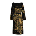 Golden Spiritual Owl Print Hooded Bathrobe