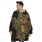 Golden Spiritual Owl Print Hoodie Blanket