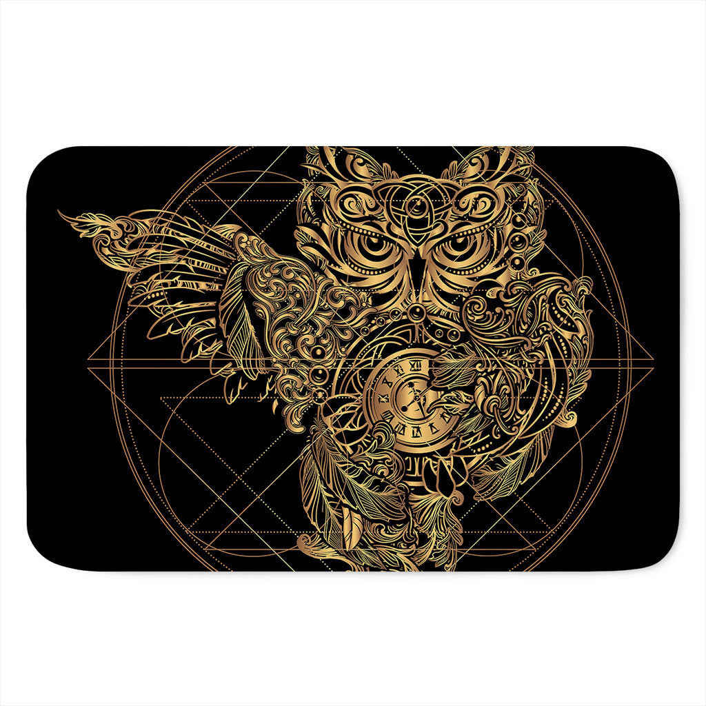 Golden Spiritual Owl Print Indoor Door Mat