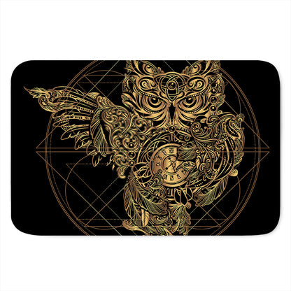 Golden Spiritual Owl Print Indoor Door Mat