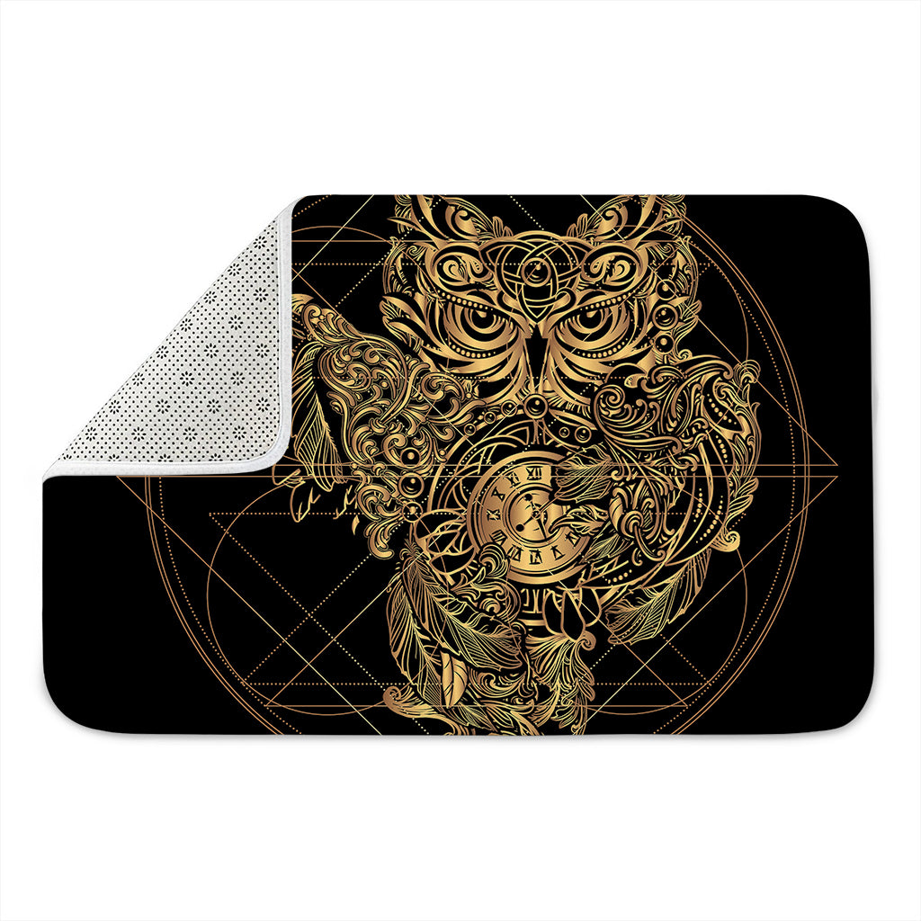 Golden Spiritual Owl Print Indoor Door Mat