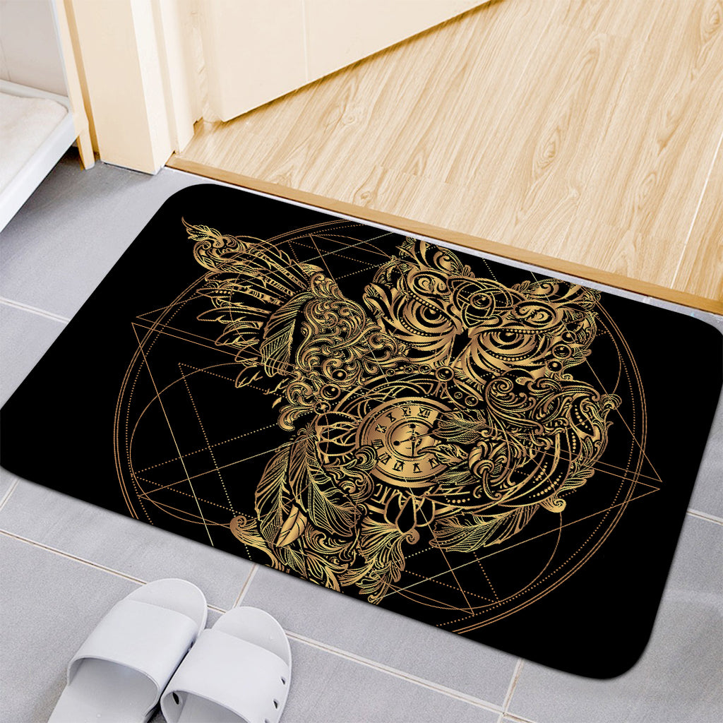 Golden Spiritual Owl Print Indoor Door Mat