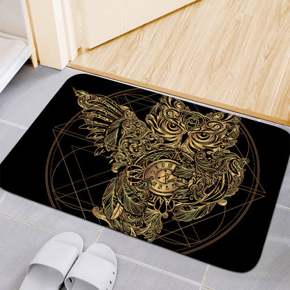 Golden Spiritual Owl Print Indoor Door Mat