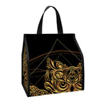Golden Spiritual Owl Print Insulated Lunch Tote