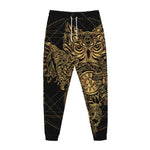 Golden Spiritual Owl Print Jogger Pants