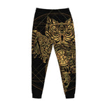 Golden Spiritual Owl Print Jogger Pants