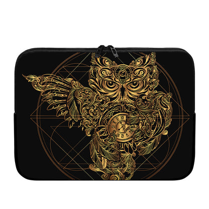 Golden Spiritual Owl Print Laptop Sleeve