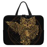 Golden Spiritual Owl Print Laptop Sleeve With Handle