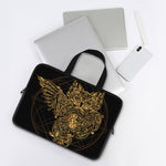 Golden Spiritual Owl Print Laptop Sleeve With Handle