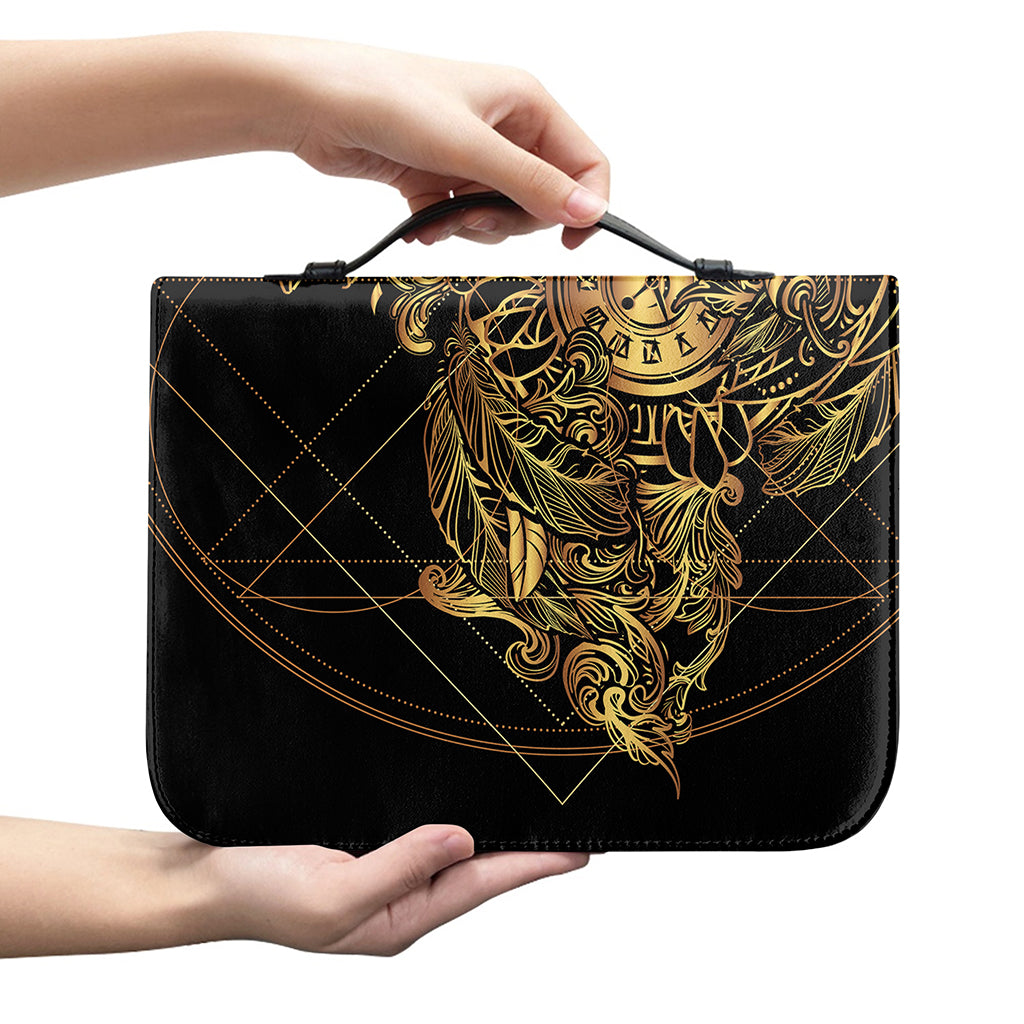 Golden Spiritual Owl Print Leather Bible Cover