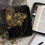 Golden Spiritual Owl Print Leather Bible Cover