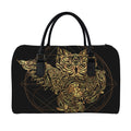 Golden Spiritual Owl Print Leather Duffel Bag